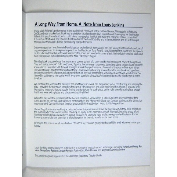 Nice Fish 2013 Program St. Ann Warehouse NYC Mark Ryliance American Theater - Picture 6 of 7